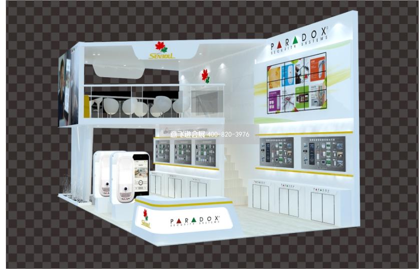 雙層展臺設計效果圖,盛波爾安防展雙層展臺設計效果圖