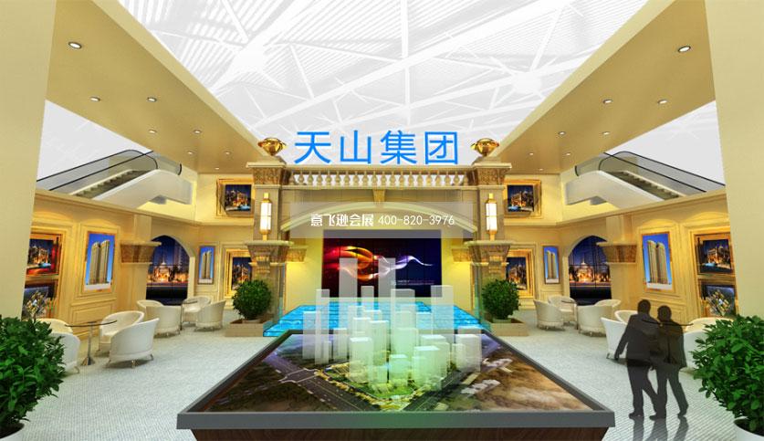 石家莊房交會展臺設計,天山集團石家莊房交會歐式展臺設計效果圖